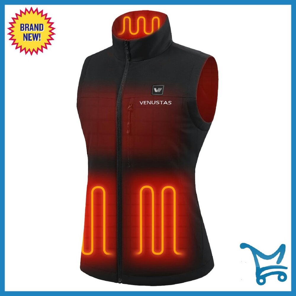 Women's Heated Softshell Vest With Battery, Slim Fit Water-Resistant